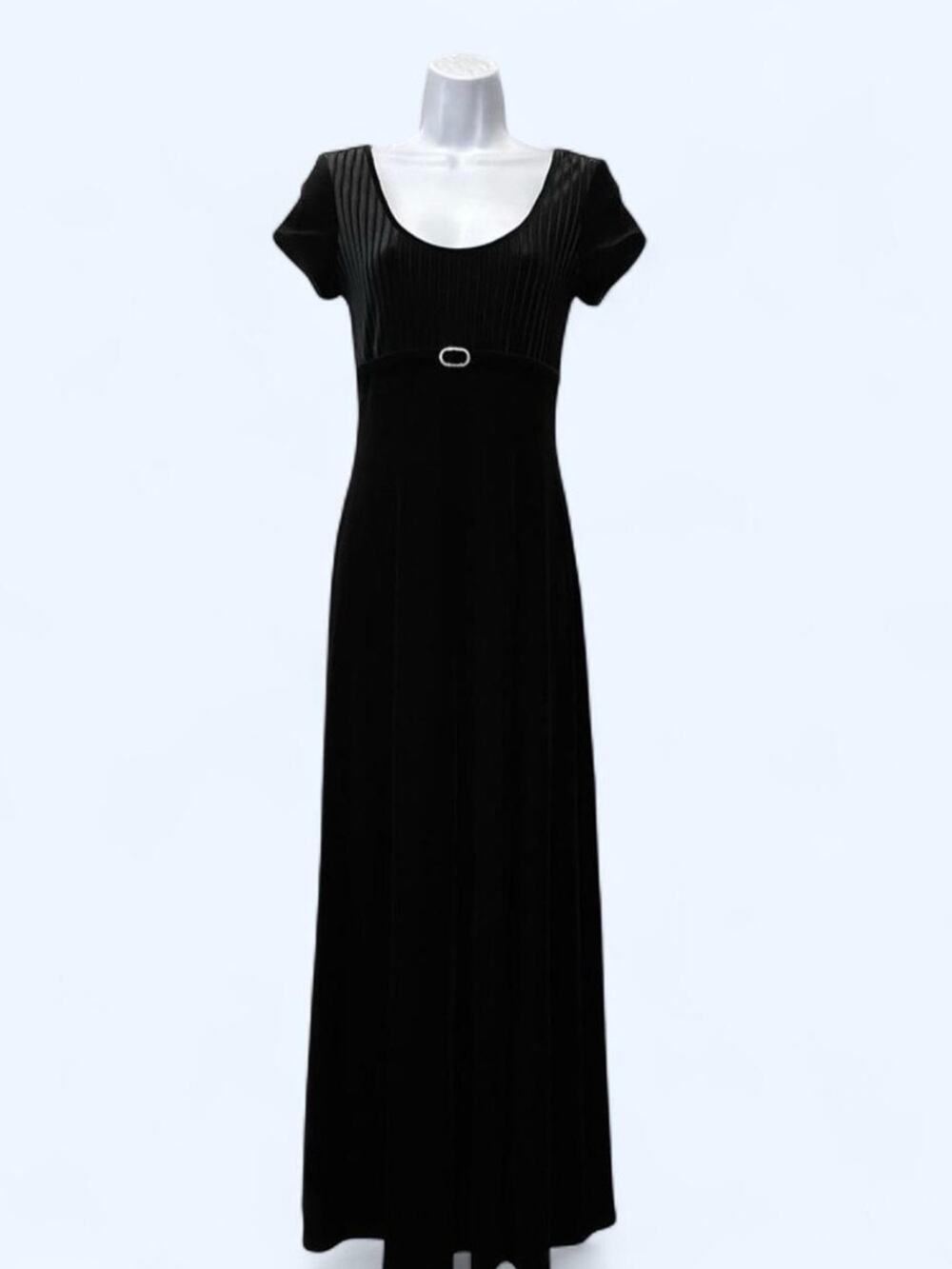 Vintage Papell Boutique Evenings Black Velvet Formal Long Dress Size 4